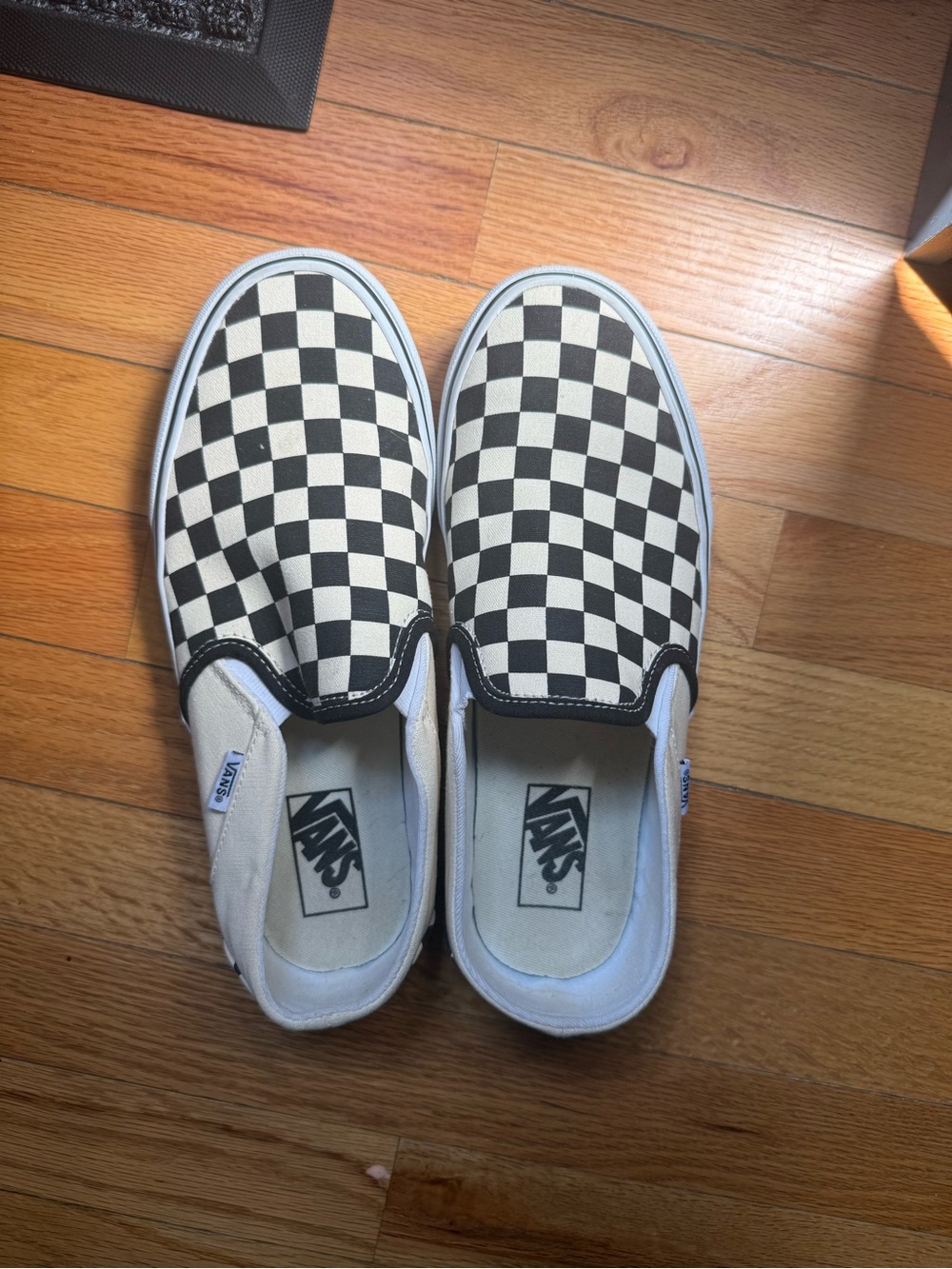 Vans Slip-On Checkerboard Canvas Loafers - Black & White